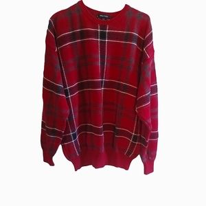 Nautica men's Red Plaid pullover Sweater Size XL